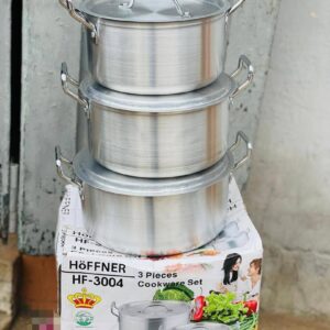 Hoffner 3Pcs Aluminium Pot Set (3004)
Sizes: 22cm, 24cm, 26cm